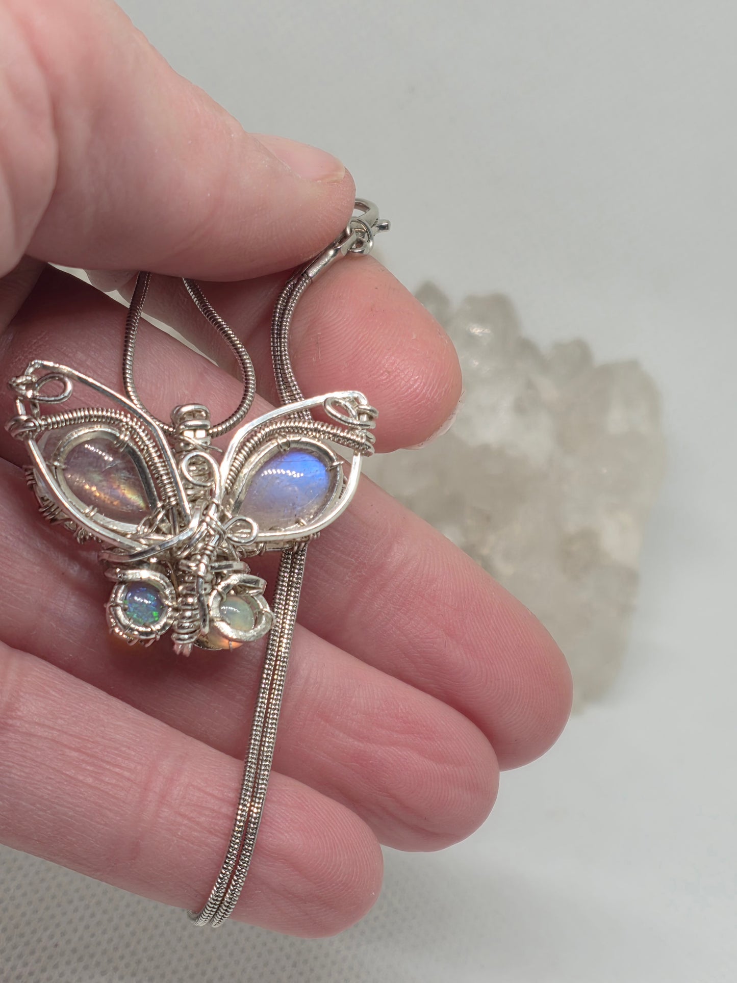 Moonstone and Ethiopian opal butterfly