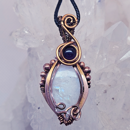 Rainbow Moonstone with an Amethyst accent