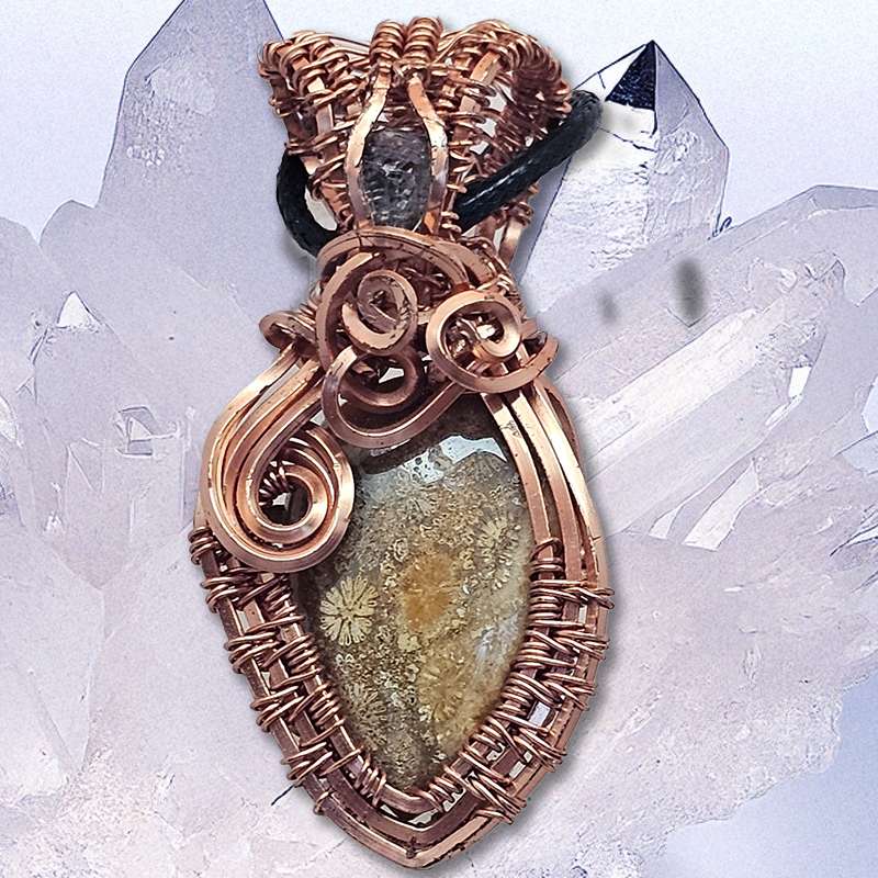Fossil Coral/Aquamarine accent