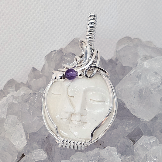 Moon faces with amethyst