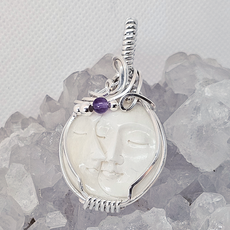 Moon faces with amethyst