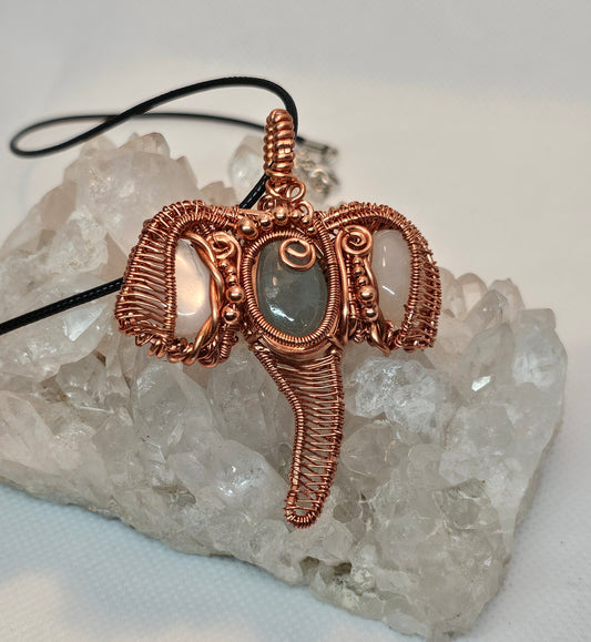 Aquamarine/Moonstone Elephant